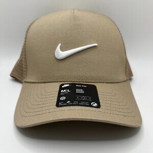 Nike Rise Structured Trucker Hat Cap Beige Tan Curved Brim Adult M/L